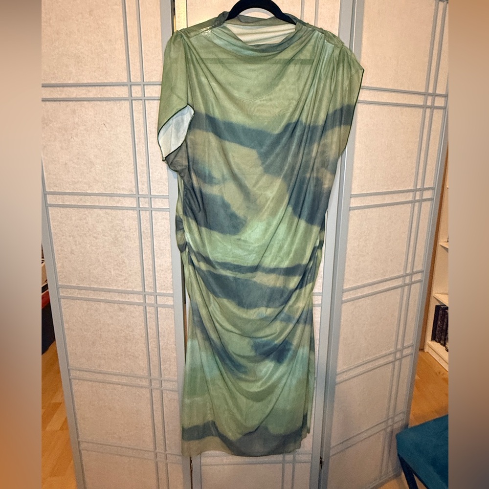 SHEIN Green Camo Mesh Ruched Midi Dress – Size 3XL